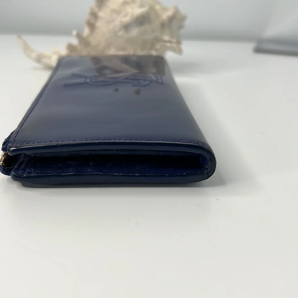 Saint Laurent Belle de Jour blue Patent leather YSL monogram continental wallet - Picture 7 of 8